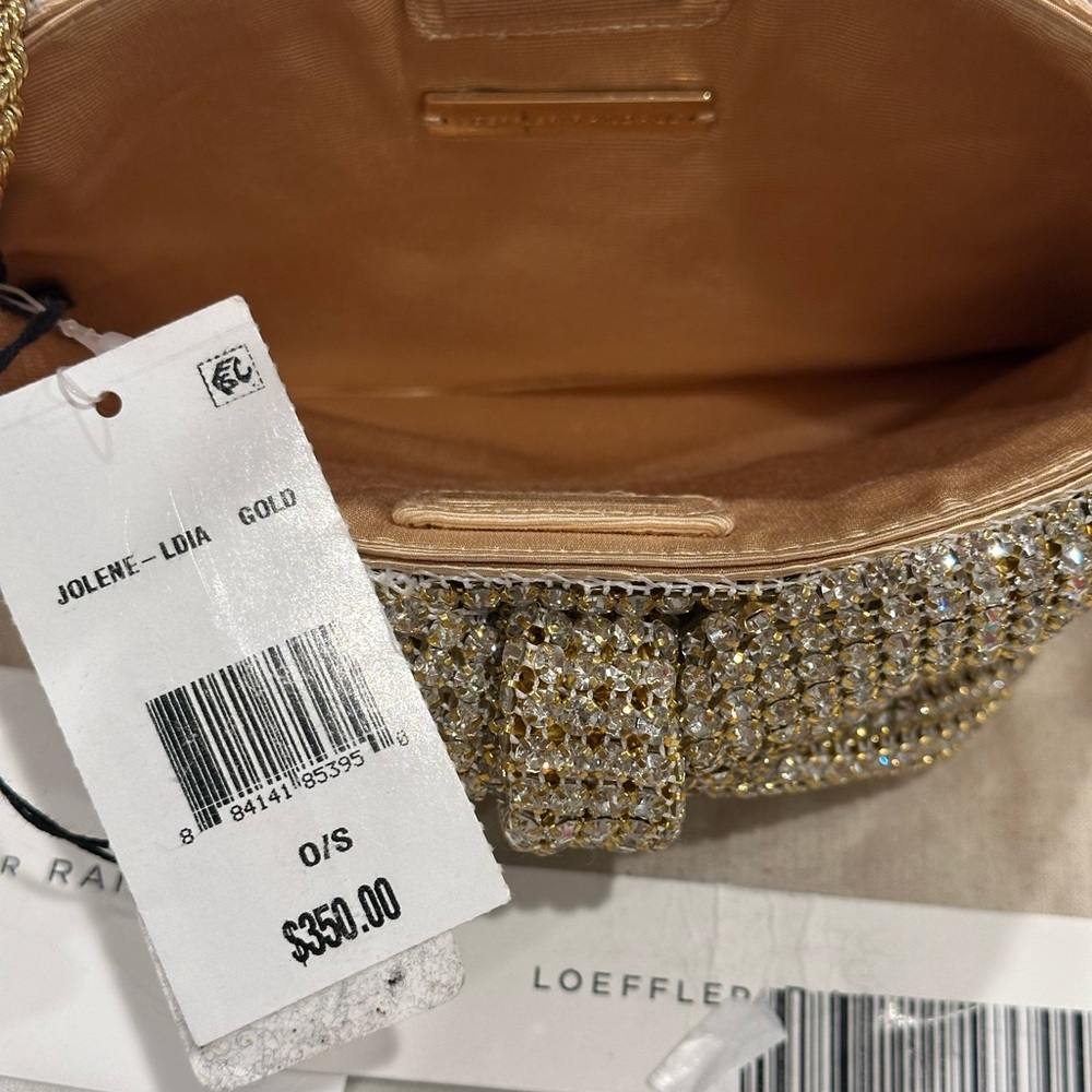 Loeffler Randall Jolene Gold Diamanté Bow Clutch - Picture 13 of 13